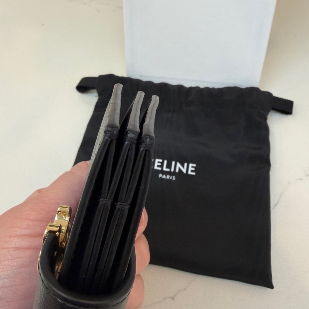 Brand New CELINE Accordion Nino Card Holder with Black Leather Gold Hardware - Picture 10 of 16